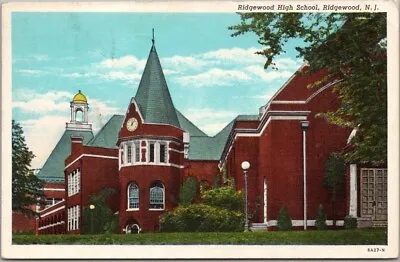 $7 • Buy Ridgewood, New Jersey Postcard RIDGEWOOD HIGH SCHOOL Building View / Linen 1943