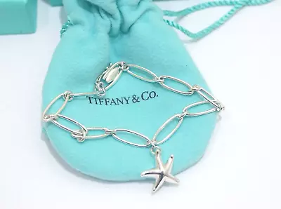 Tiffany & Co. Sterling Silver Elsa Peretti Starfish Oval Link Bracelet 7.25 • $198