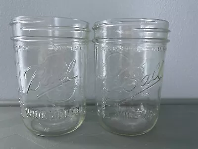 $5.85 • Buy Ball Wide Mouth Pint Size Freezer Safe Fruit Jars (Lot Of 2) No Lids Or Seals
