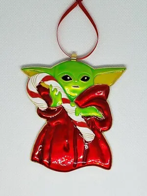 Baby Yoda - Themed Holding A Candy Cane Christmas Ornament • $14.99
