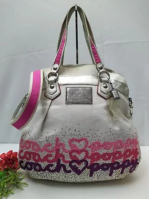 Coach Poppy Hearts Rhinestones Multicolor Zip Closure Crossbody Shoulder Bag • $180