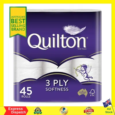 $31.99 • Buy Toilet Paper 45 Rolls Quilton 3 Ply White Soft Tissue Bulk