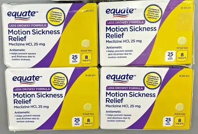 Equate Less Drowsy Motion Sickness Relief Meclizine 25mg 24 Tab In 4PK Exp 3/24+ • $15.92