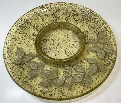 Atomic Gold Flecked Tray & Chip & Dip L Lucite Round 10  MCM • $18.99