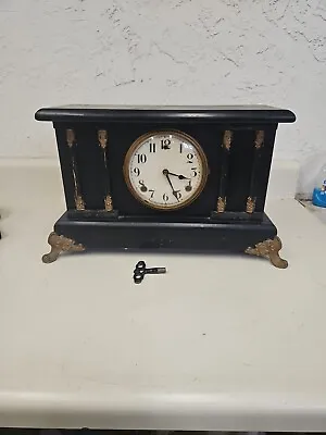 Antique Gilbert Mantle Clock Wood Brass. GF3 • $143.32