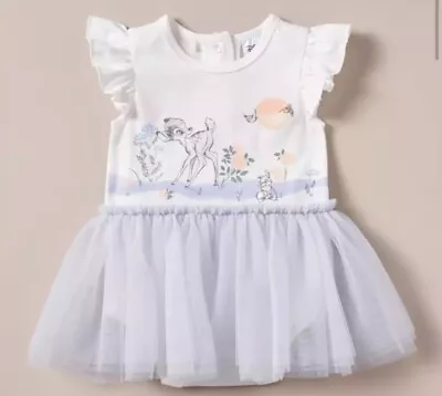 Baby Girls Size 000 Disney BAMBI Cream  Tutu  Bodysuit Dress NEW 5909 • $11.69