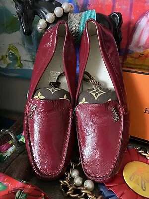 $374.99 • Buy Rare Vintage Auth GUCCI Ladies Red Patent Leather Drivers Shoes Loafers Designer