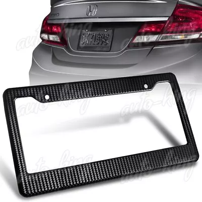 JDM 1PC Black Carbon Look Style License Plate Holder Cover Frame Front Or Rear • $5.75