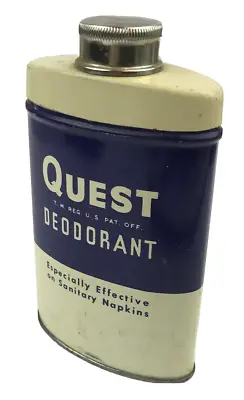 Vtg International Cellucotton Quest Deodorant Tin Art Deco Advertising 1 Oz USA • $13.99