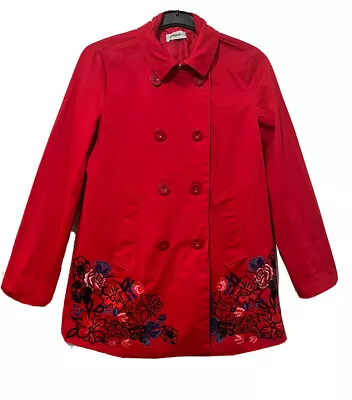 DESIGUAL Jadi Wanita Red Embroidered Double Breast Jacket. Size 38 EU 8-10 AUS.  • $129.95