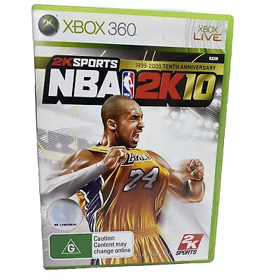 NBA 2K10 MICROSOFT XBOX 360 KOBE BRYANT 10th Anniversary Edition Manual Inc PAL • $14.95