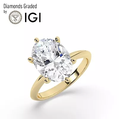 IGI H/VS1 5CT Solitaire Lab-Grown Oval Diamond Engagement Ring18K Yellow Gold • $3082