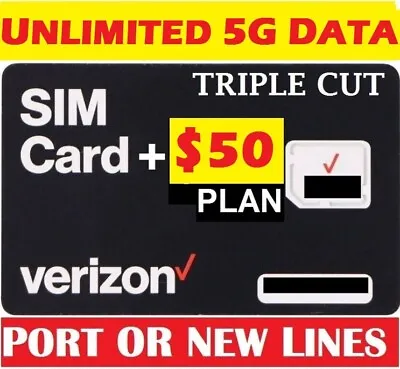 Verizon Wireless Unlimited 5G & 4G LTE $50 Plan With No Throttling First Month • $19.99