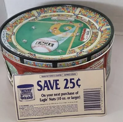 Vintage Eagle Nuts Ballpark Style Peanuts Baseball Tin (empty) W Rare Mfg Coupon • $17.95