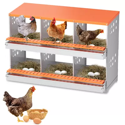 6 Hole Auto -Rollout Egg Collection Chicken Nesting Box Metal Poultry Laying Box • $134.14