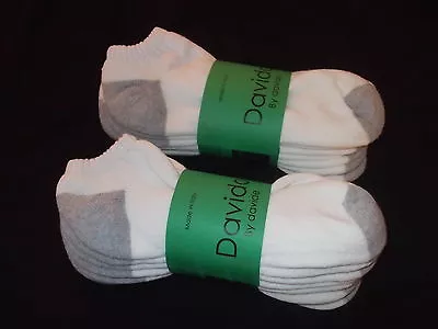 Davido Mens Socks Ankle Low 100% Cotton Made In Italy 8 Pairs White/gray 10-13  • $18.50