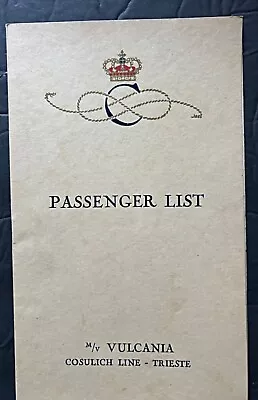 1930 Cosulich Steamship Vulcania Passenger List • $14.95