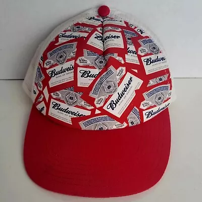 Vintage Budweiser Mesh Back Hat Trucker Style Snapback Bottle Label Graphics 🍺 • $16.88