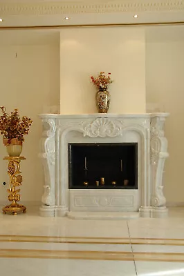 Rosa Bianca Marble Fireplace Surround Mantel • $10000