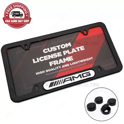 Gloss Black Front Or Rear AMG Sport Logo Emblem License Plate Frame Cover Gift • $14.99