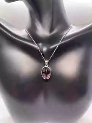 Oval Pendant Necklace With Mystic Fire Topaz Center 925 Sterling Silver • $24.29