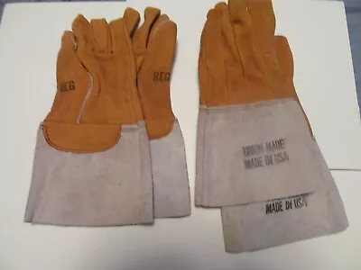 Union Made Vintage Welding Cutting & Fireplace Gloves 12  Long Made In USA • $12.95