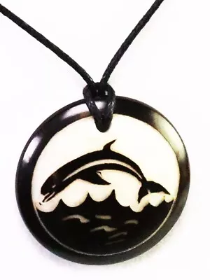 DOLPHIN Tagua Medallion Necklace Pendant - Organic Vegan -Fair Trade • $11.95