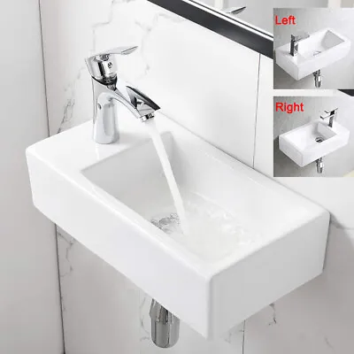 370mm BATHROOM WALL HUNG CLOAKROOM SMALL CERAMIC COMPACT HAND WASH BASIN SINK UK • £26.90