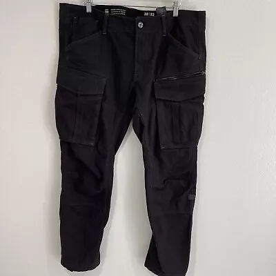 G-Star Raw Rovic Zip 3D Straight Tapered Fit Cargo Pants Black Grey Mens 38 X32 • $42