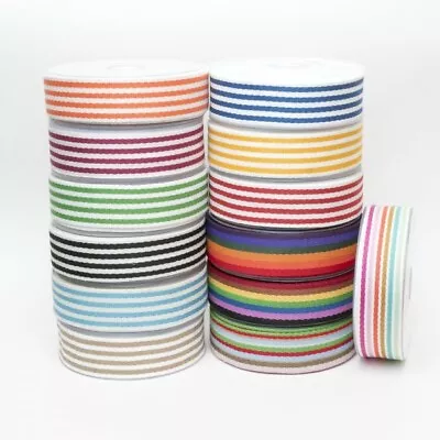 38mm Multi Striped Webbing Craft Upholstery Bags Strapping Candy Stripes • £4