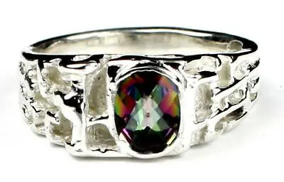 925 Sterling Silver Men's Nugget Ring Mystic Fire Topaz SR197 • $61.06