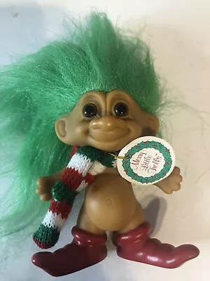 Russ 3  Green Red Merry Little Troll Christmas Doll 2979 Collectible Holiday Elf • $10