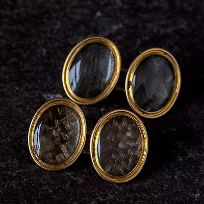 RARE GENUINE VICTORIAN 15K GOLD HAIR MOURNING LOCKET CUFFLINKS C1860 • $1000