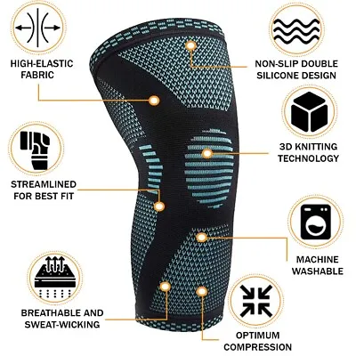 £5.49 • Buy Copper Knee Support Compression Sleeve Brace Patella Arthritis Pain Relief Gym