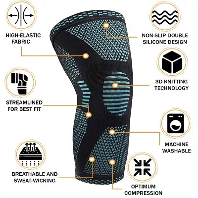 £5.49 • Buy Copper Knee Support Compression Sleeve Brace Patella Arthritis Pain Relief Gym