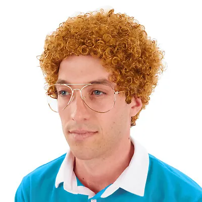 Tight Afro 70's 80's DISCO PIMP Napoleon Dynamite Mens WIG Strawberry Blonde • $22.63