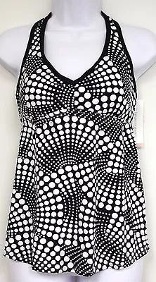 LIZ LANGE Maternity Target Racerback Swimsuit Top ONLY Black White Polka Dots • $9.99