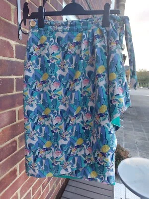 £10 • Buy COLLECTIF SIZE 10 TROPICAL FLAMINGO TOUCAN SARONG SKIRT 1950s ROCKABILLY TIKI