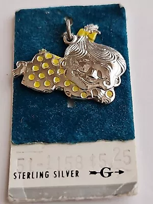 Sterling Silver Baby Girl Yellow Enamel Charm VINTAGE! • $9.99