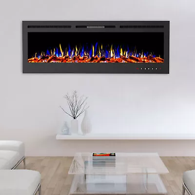 72 In Electric Fireplace- Front Vent Wall Mount Or Recessed Remote LED Colors • $849.99