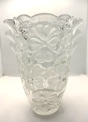 Mikasa STUDIO NOVA Vase Frosted Pansy Flower Bouquet Heavy Glass Germany 8”/20 • $11.77