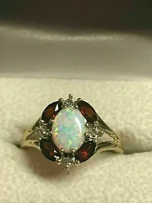 1.50CT Oval Lab Created Opal Ruby Diamond Halo Women Ring 14K Yellow Gold Plated • $83.99