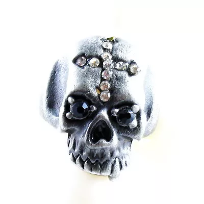 RING Ghost SKULL Monster Pirate Silver Argent Gray Solid ONE SIZE LARGE Cross • $9.99