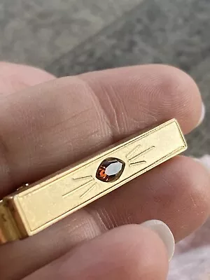 Anson Vintage Tie Clip Anson Pet. Pend. Gold Tone Orange Glass Insert • $14.95