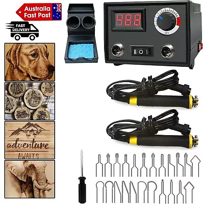 Dual Pen Pyrography Wood Burning Kit Wood Burner Tool Machine Adjustable 23 Tips • $55.99