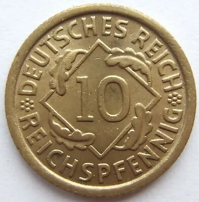 Coin Weimar Republic 10 Reichspfennig 1931 D'IN • £127