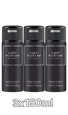 3 X David Beckham Instinct  Deodorant Spray For Men 150ml-pack Of 3x150ml • £19.99