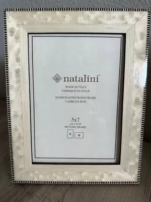 5x7 NATALINI PHOTO/PICTURE FRAME MARBLE LOOK IVORY INSERT W/ BLACK TRIM • $33.99