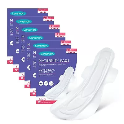 Lansinoh Maternity Pads + Wings - 60 Pack Extra Absorbent - 0-2 Week After Birth • £14.94