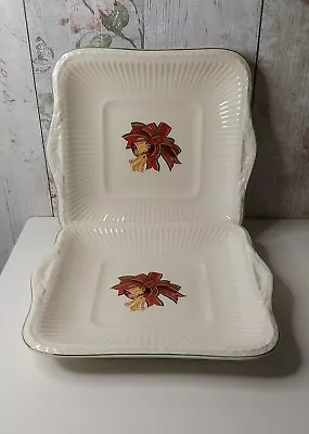 £30 • Buy 2 × Wedgwood Queensware Christmas Time Square Cake Plates 9¼  Read Description